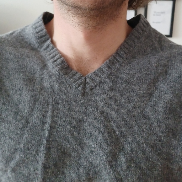 Lambswool Blend Men's Gray Sweater from Black Brown 1826 - Picture 13 of 14